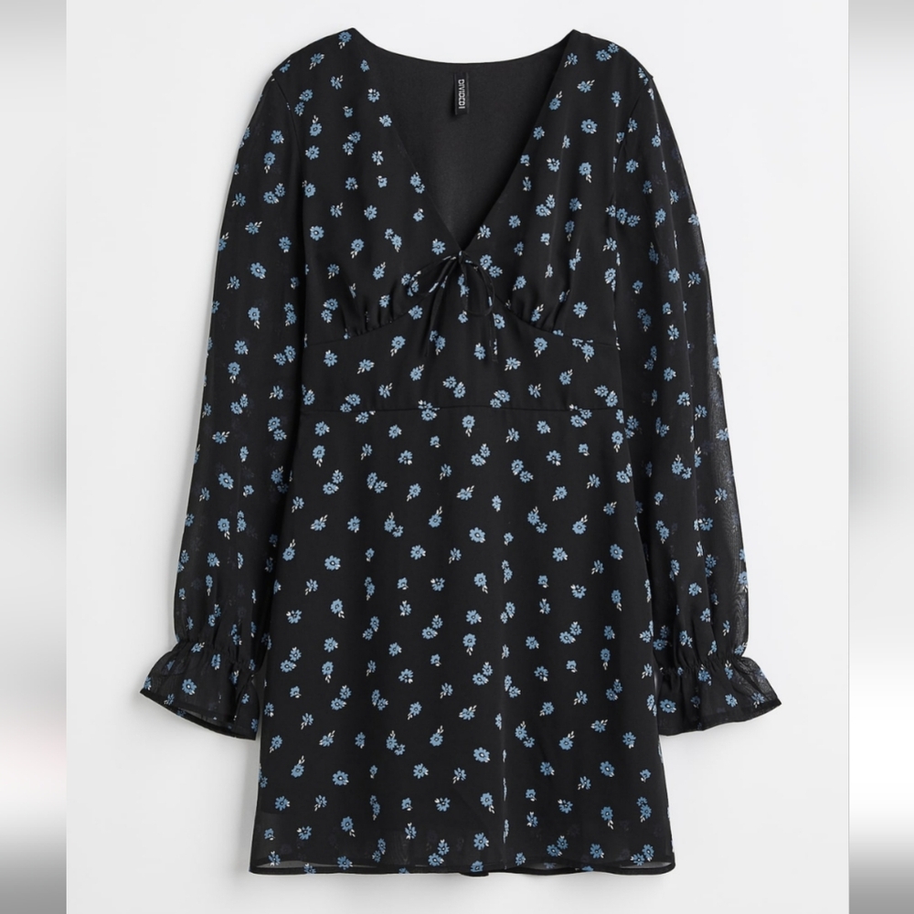 Tie-Front Chiffon Mini Dress